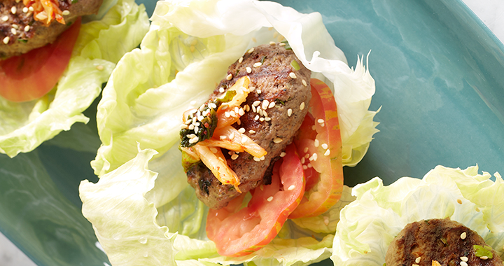 Korean Beef Lettuce Cups With Kimchi